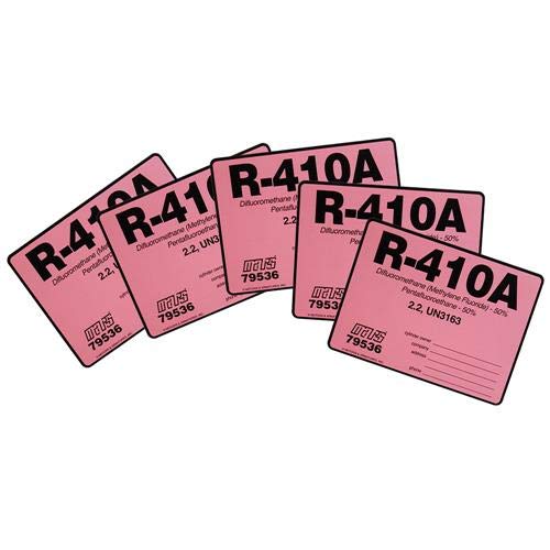(5) Pack, R410A / R410A Refrigerant Labels 79536 Color Coded