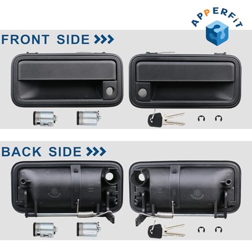 APPERFiT All Metal Exterior Door Handles w/Lock Cylinders & Keys Compatible with Chevy Tahoe Suburban C/K1500 C/K2500 C/K3500 GMC Yukon Replaces 15742229 15742230