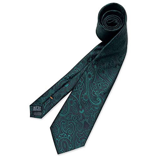 Image of DiBanGu Mens Paisley Tie Set Silk Woven Jacquard Necktie and Pocket Square Cufflinks Gift Set for Wedding Bussiness
