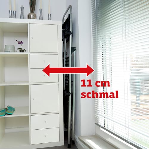 PROFI-PARTNER Stahl-Sicherheitsleiter, Trittleiter, Klappbare Handläufe, Klappleiter, 3 Stufen, Rutschsichere Plattform, TÜV Geprüft, Sicherer Tritt, Robust, bis 150 kg