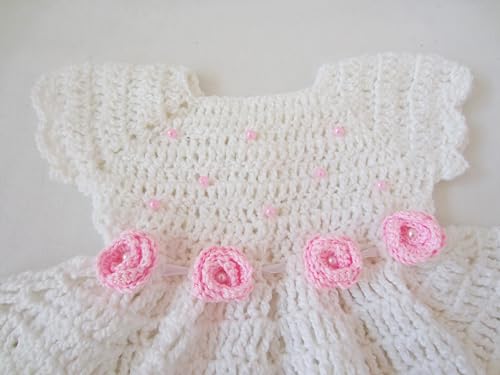 Crochet White Baby Dress Whit Daizy, Baby Shower Roses, Newborn Girl Outfit3