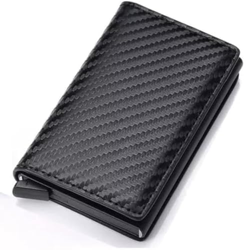 Carteira Slim Antifurto Com Proteção RFID – Porta Cartões Automático De Couro Sintético Preto