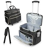 SUNDOY Rolling Teacher Bag with Detachable Trolley, Waterproof & Durable Teacher Case with Expandable File Compartment, Fits Up to 17.3" Laptop, Books & Supplies