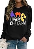 hohololo Sudadera de Halloween para mujer Hocus Pocus manga larga Sanderson Sisters Suéter Tops Blusa, Negro2, L