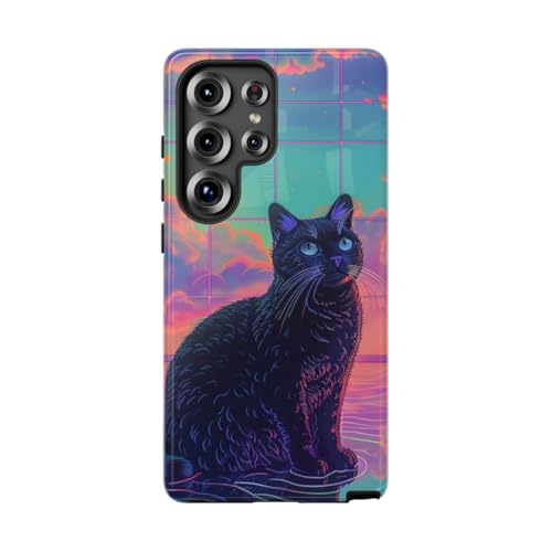 Coque Samsung S25 Ultra chat noir fluo pour un style urbain coloré