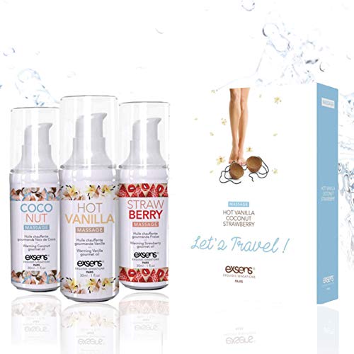 Exsens Let's Travel Warming Intimate Massage Oil Kit, 3 Bottles Of Massage Oil, 1 Fluid Ounce #TOP4