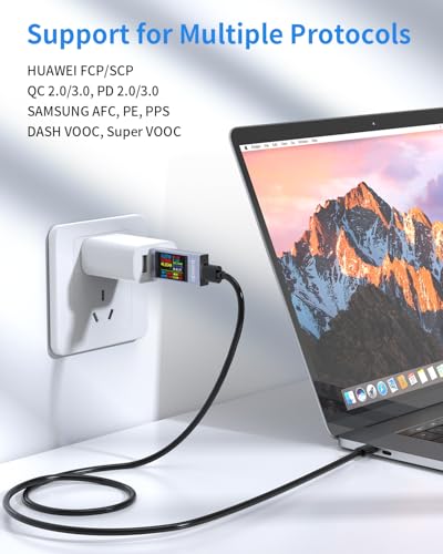 Image of USB C Tester Power Meter, 4-30V 0-12A Type-C PD Tester Digital Multimeter, Voltage and Current Tester Meter Voltmeter, Power Bank Capacity USB Cable Charger Detector (KWS-2303C)