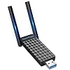 ElecMoga Chiavetta WiFi USB 5dBi 1300M 2 Antenne Dual Band 2.4G/5GHz per PC Fisso Supporta Windows 11/10/8/7/Vista/XP, Mac OS Plaid
