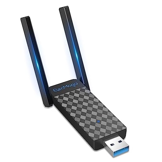ElecMoga Chiavetta WiFi USB 5dBi 1300M 2 Antenne Dual Band 2.4G/5GHz per PC Fisso Supporta Windows 11/10/8/7/Vista/XP, Mac OS Plaid