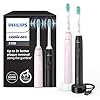 Philips Sonicare 3100 spazzolino elettrico sonico, sensore di pressione e timer, colore rosa e nero, confezione doppia, HX3675/15, Sonicare 3100, Nero/Rosa