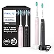 Philips Sonicare 3100 spazzolino elettrico sonico, sensore di pressione e timer, colore rosa e nero, confezione doppia, HX3675/15, Sonicare 3100, Nero/Rosa