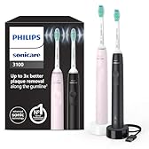 Philips Sonicare 3100 spazzolino elettrico sonico, sensore di pressione e timer, colore rosa e nero, confezione doppia, HX3675/15, Sonicare 3100, Nero/Rosa
