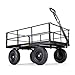 Gorilla Carts Steel Utility Cart, 9 Cu Ft Bed, 1200 lb Load Capacity, Black – Towable Heavy-Duty Outdoor Hauling Wagon with Removable Side Panels for Yard, Lawn, Garden or Landscaping