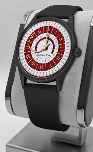 Image of DOUBLERUN Black Case Silicone Strap, 24-Hour Display, Roman Numerals, Analog Watch