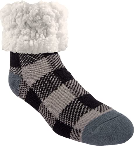 Image of Pudus Cozy Winter Slipper Socks Women & Men w Non-Slip Grippers Faux Fur Sherpa
