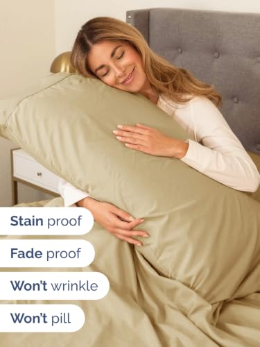 Image of Extra Deep Pocket Twin Size Sheet Set - Breathable & Cooling - Beige