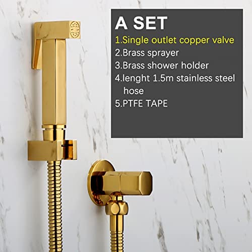 Toilet Bidet Sprayer Hand Held Douche Kit Shiny Gold Bathroom Cleaner Shower Color D E — view 3