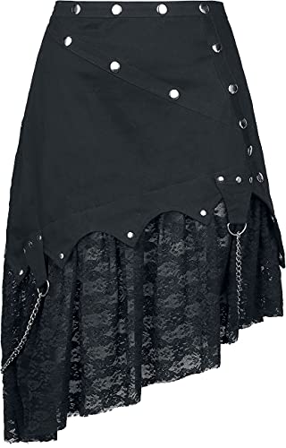 Gothicana by EMP Femme Jupe asymétrique Noire avec Dentelle S
