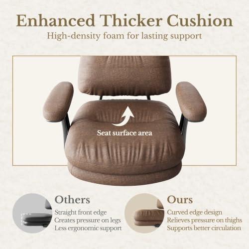 Image of Drafting Chair, Tall Leather Office Desk Chair, Vintage Brown | Extra Thick Cushion, Padded Flip-Up Armrests, Mid-Back Cushioned Seat, 360 Swivel Rolling Computer Desk Chair