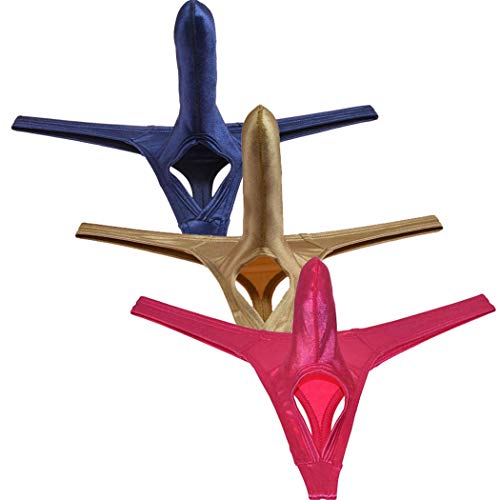 Sexy Men's Long Bulge Pouch Thong Underwear Balls Out Shiny T-back Soft & Stretchy G-string