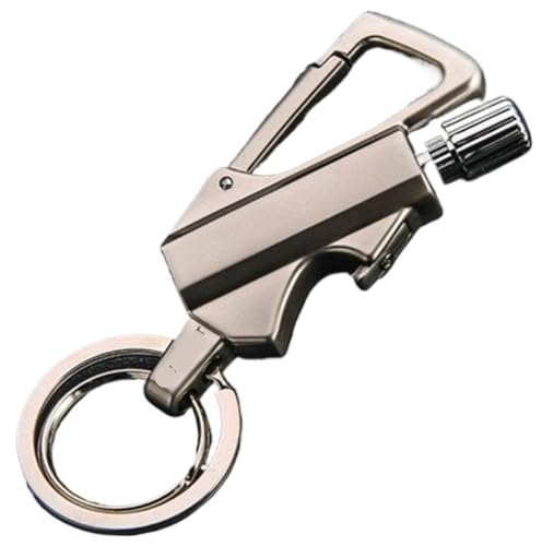 EWDHJ Permanent waterproof match lighter with multi-function keychain bottle opener, reusable, suitable for outdoor survival camping, suitable for men's gifts(Silver)
