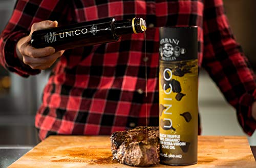 Italian Black Truffle Extra Virgin Olive Oil - By Urbani Truffles. Organic Truffle Oil 100% Made In Italy Without Chemicals And With Real Truffle Pieces Inside The Bottle. No Artificial Aroma. 3.4 Oz. #TOP1