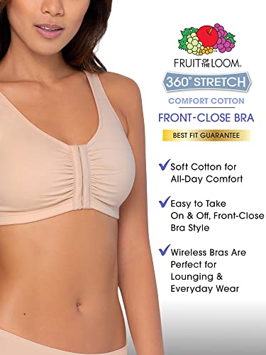 Fruit Of The Loom Women's Front Closure Cotton Bra, Lilac Whisper/White/Purple Velvet #TOP2