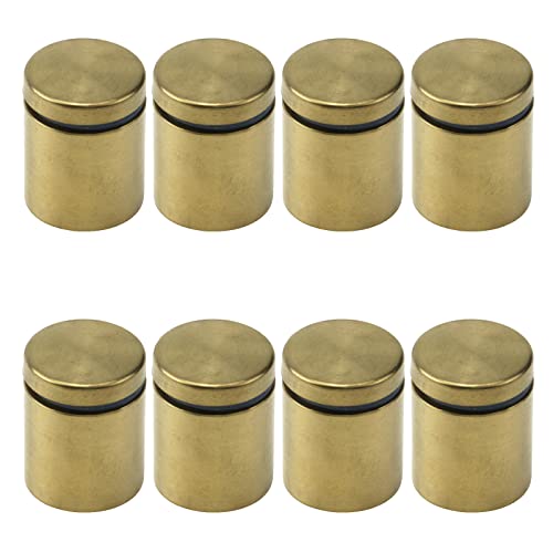 T Tulead Sign Standoffs, Stainless Steel Advertising Glass Store Sign Holder Screws (1" x 1-1/5",8pcs, Golden)