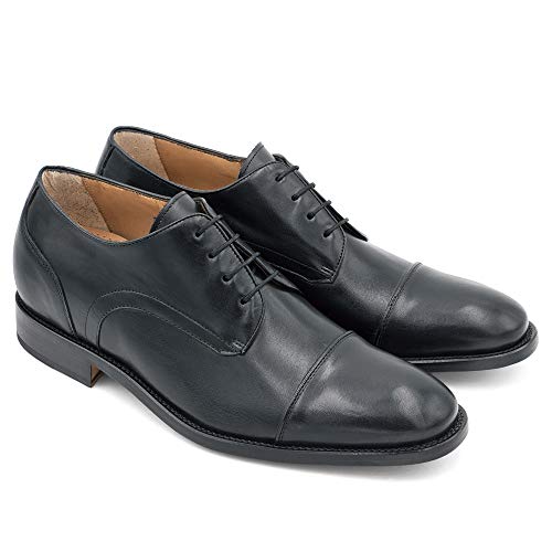Zapatos de Hombre con Alzas Que Aumentan Altura hasta 7 cm. Fabricados en Piel. Modelo Birmingham Negro 41