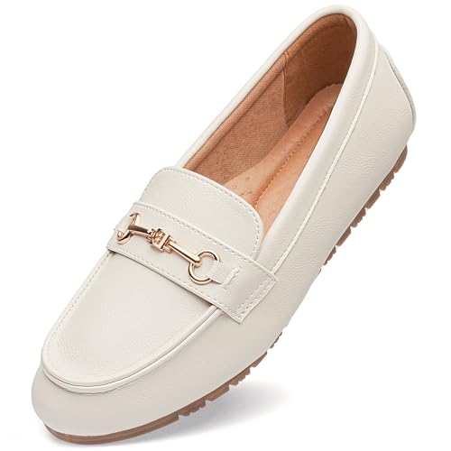 Image of BGSTGUDS Women's Wide Loafers Shoes Cute Dressy Shoes Ladies Comfort Slip Ons Work Shoes