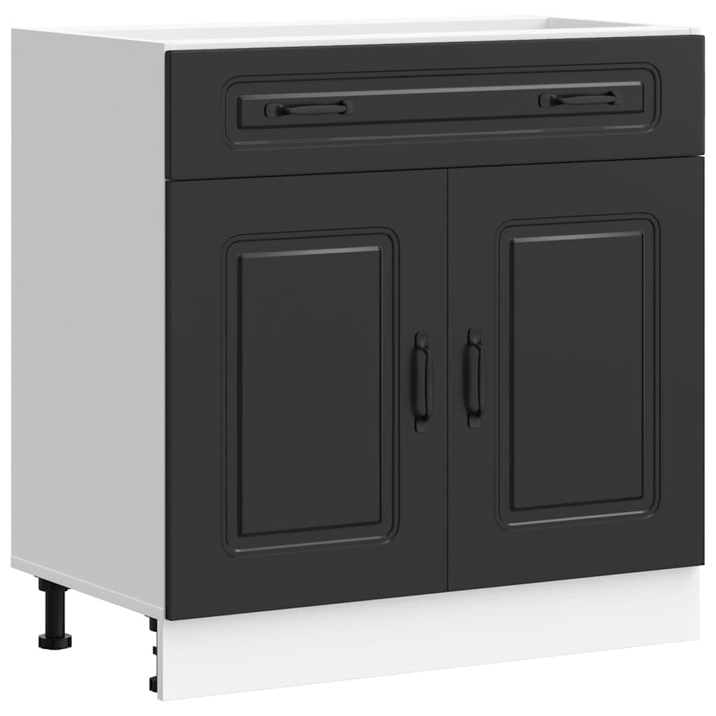 vidaXL Küchenunterschrank Kalmar Schwarz Holzwerkstoff, Spülenunterschrank, Schrank Küche, Lagerschrank, Unterschrank für Küche, Küchenzeile