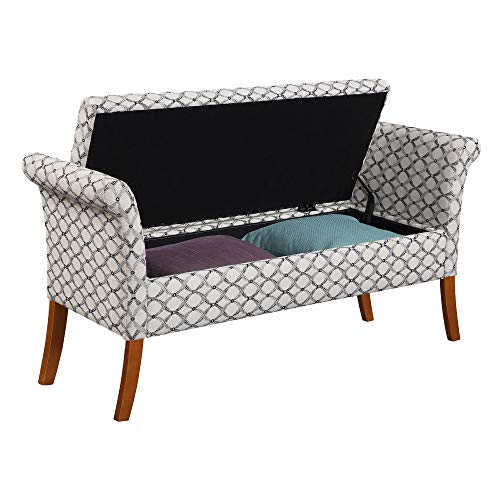 Convenience Concepts Designs4Comfort Garbo Storage Bench, Ribbon Pattern Fabric - Thumbnail 2
