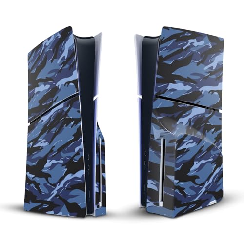 Skin PS5 Slim Disc autocollant en vinyle bleu camo Head Case Designs