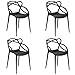 Totò Piccinni Sedie Infinity in Polipropilene Moderne Design Impilabile (Nero, 4)