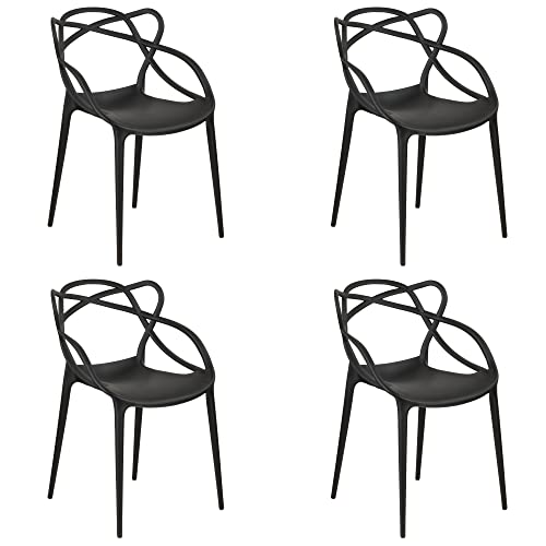 Totò Piccinni Sedie INFINITY in Polipropilene Moderne Design Impilabile (Nero, 4)