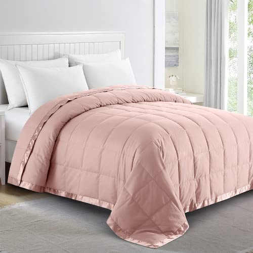 puredown® Blankets King Size - Soft Lightweight Down Blanket for All Seasons, Cozy Warm Luxury Bed Blanket with Satin Trim, Microfiber Cover, Pink (108"X90")