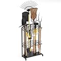Garden Tool Organizer for Corner - Heavy Duty Metal Rack with 34 Storage Compartments & 14 Hooks for Shovels, Rakes, Long-Handled Tools, Ideal for Garden, Shed, Garage Storage