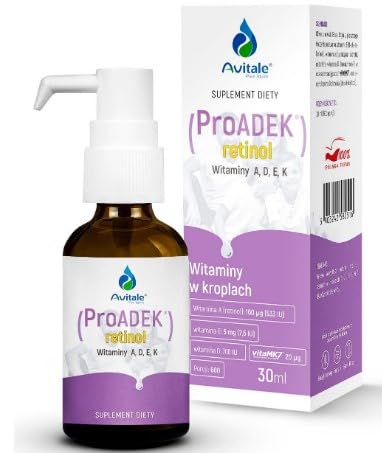 Avitale - ProADEK Retinol - Vitamine A + D + E + K - Nahrungsergänzungsmittel - 30ml Tropfen (600 Portionen)