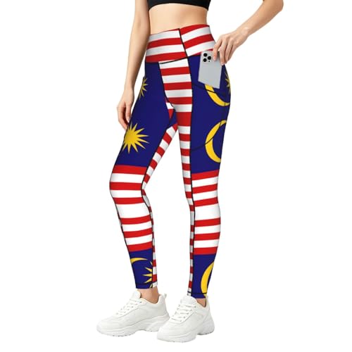 Leggings de Malasia con bolsillos y compresión elástica para mujer