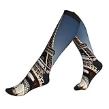 Hechos de materiales 52 elastano, 32 poliéster y 16 elastano, estos calcetines ofrecen una suavidad superior, absorción de humedad, transpirabilidad y elasticidad. La mezcla de estampado de la Torre Eiffel de París garantiza comodidad y mantiene la presión necesaria para apoyar la salud de las piernas.