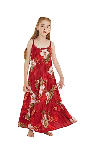 Girl Hawaiian Maxi Tiered Dress in Pineapple Garden
