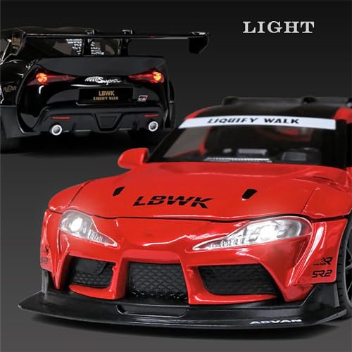 Image of 1:24 Supra Toy Diecast Metal Model Car for Kids Light Sound Pullback Openable Door Toy Car for Boy, White