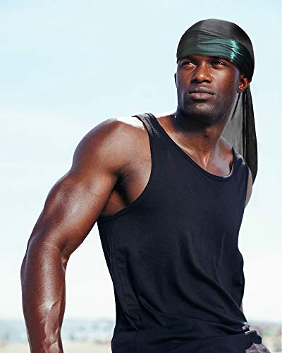 Geyoga 12 Pieces Silky Durag Pirate Cap Long Tail Headwraps for Men and Women Silky Durag Hip Hop Rapper Doo Rag Sleep Hat