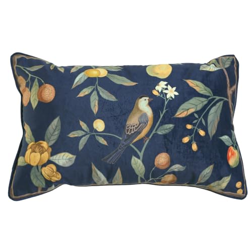bilin gaier Designer Vintage Velvet Throw Pillow Cover,20"x12"-DeweyA Blue