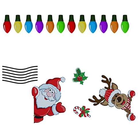 Ercheng Christmas Car Magnets Reflective,Christmas Magnet for Car,Fridge Magnet Stickers,Dwarf Bulbs Magnetic Decals for Christmas Decor-B Cover