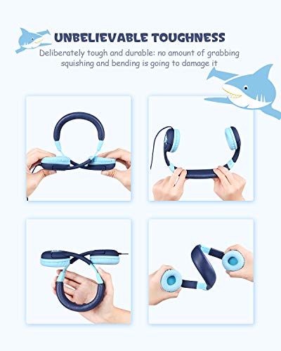 kinderhoofdtelefoon, EasySMX oren bedrade lichtgewicht hoofdtelefoon met microfoon, in-line bediening, 80-95dB… - Afbeelding 4