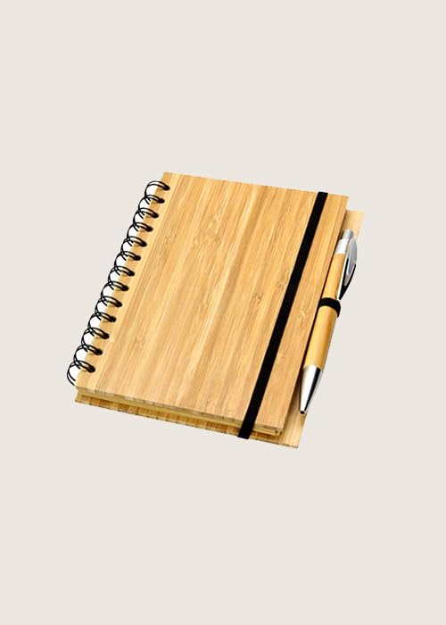 Customized/Personalized Name Bamboo Notepad with Pen | 100 Pages | Eco-Friendly & Stylish A-2 Linear Notebook Diary | Personalised-Corporate Gifts For Men & Women