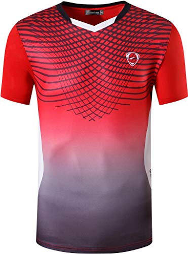 jeansian Hombre Deporte Secos De Manga Corta Camiseta Men Sport Quick Dry Short Sleeve T-Shirt LSL248 Red L Cover