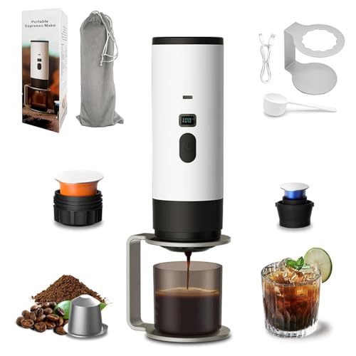 Cafetera Portátil, Cafetera Espresso 3 En 1 Con Pantalla Led Y Tanque De 90 Ml Para Camping/oficina/coche, Auto-calefacción, Compatible Con Café Molido/cápsulas De Espresso