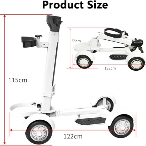 XUTNZA 4 Wheel Folding Golf Cart Scooter, Electric Golf Trolleys with Handle, Support Forward Gear/Reverse Gear, Easy Climb Slope Parking, Range Up to 40-60KM, Fast Smooth Driving, for Court